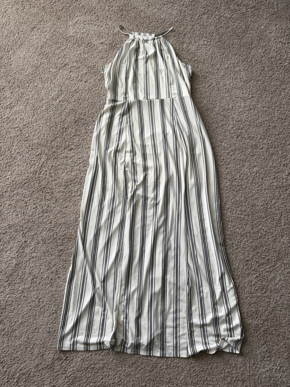 Candie's White and Black Striped Halter Top